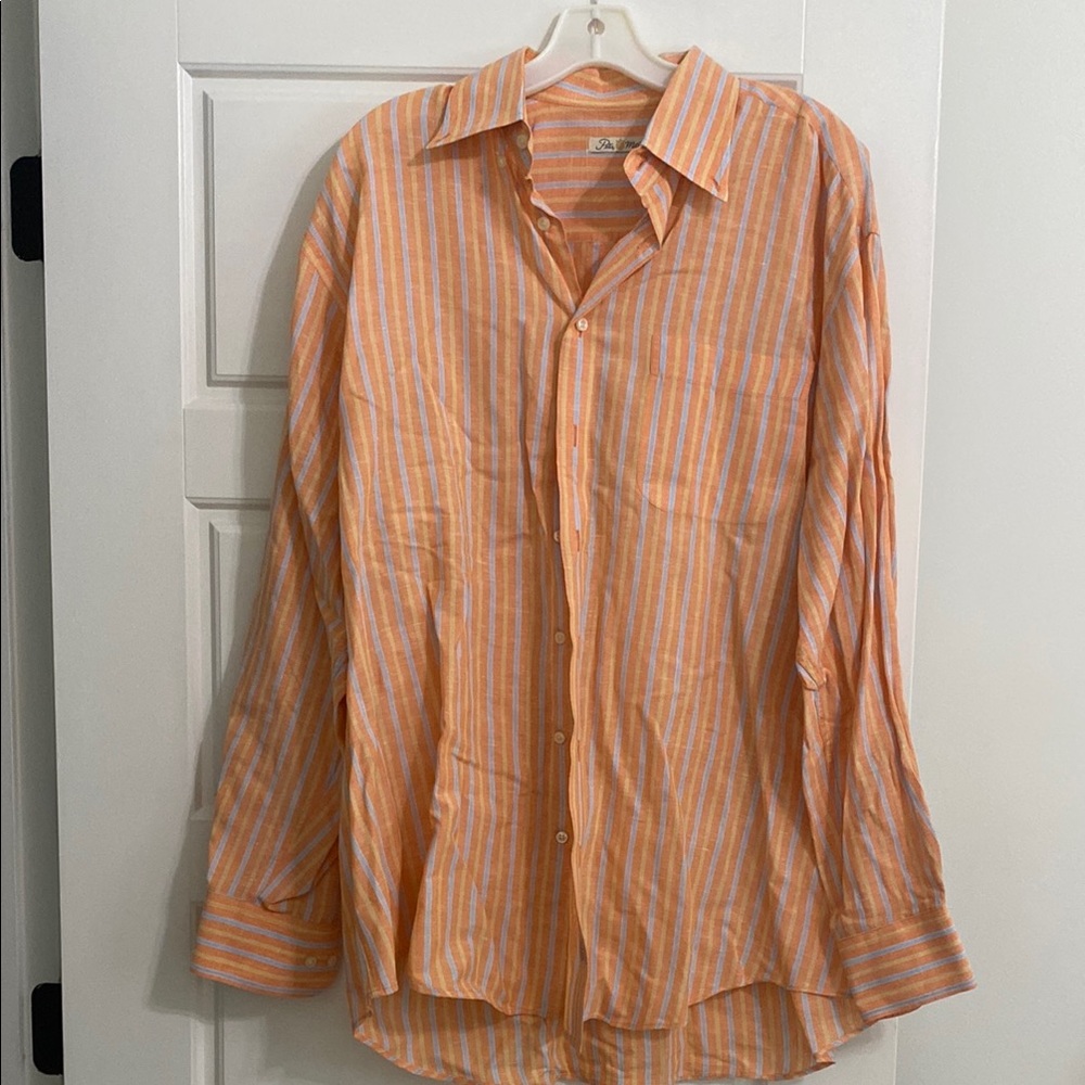 Peter Millar Orange Dress Shirt with Classic Collar